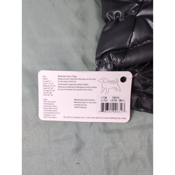 Pet Life 1BKXS  Black Metallic Fashion Pet Parka Coat X-Small - Measure In Photo - Picture 4 of 9